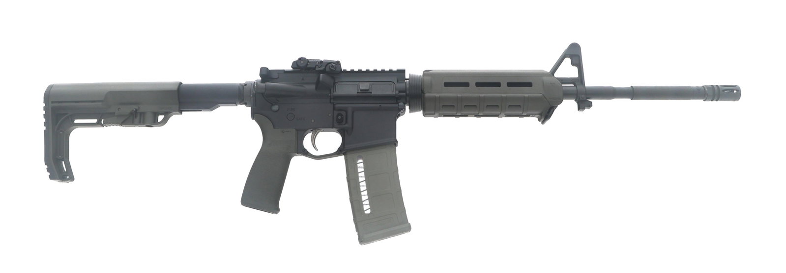 PALMETTO STATE MODEL PA-15 5.56mm CALIBER RIFLE: PALMETTO STATE MODEL PA-15 5.56mm CALIBER RIFLE Palmetto State Armory Model PA-15 5.56X45mm caliber semi automatic rifle. Matte black finish. Flat top receiver. A2 front sight. Adjustable rear pop up 