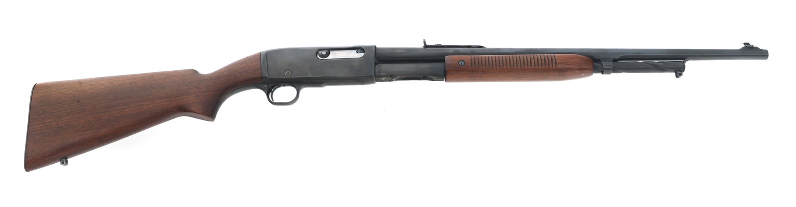 REMINGTON MODEL 141 .35 REM CALIBER RIFLE: REMINGTON MODEL 141 .35 REM CALIBER RIFLE Remington Model 141 .35 Rem caliber pump action rifle. Blued finish. Blade front sight. Swivel studs. Adjustable rear sight. Wood stock with metal butt plate.
