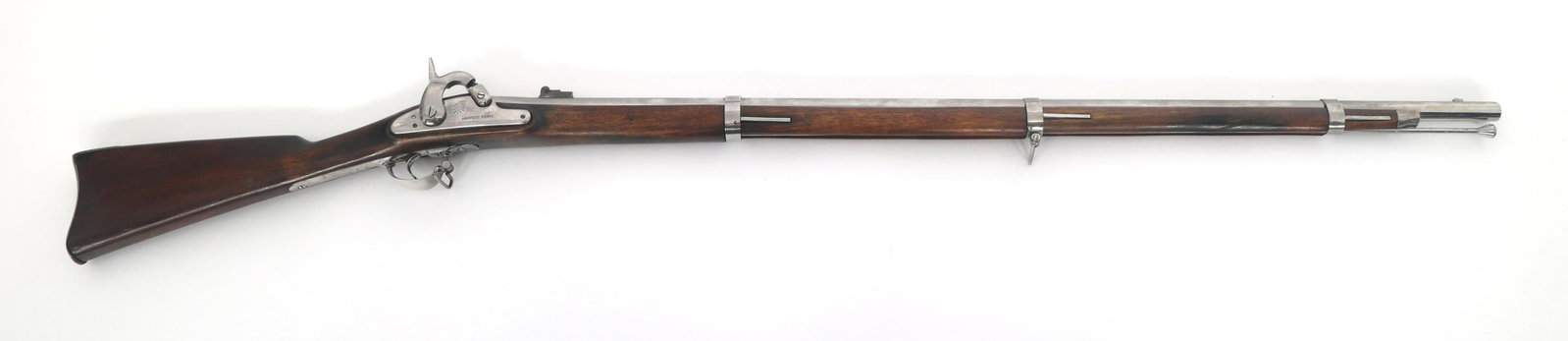 HARPERS FERRY 1976 SPRINGFIELD M-63 RIFLE: HARPERS FERRY 1976 SPRINGFIELD M-63 RIFLE Harpers Ferry Bicentennial 1976 Springfield M-63 .69 caliber rifled musket. Side plate stamped 1976, Logo - Harpers Ferry. In the white. Three position rear s