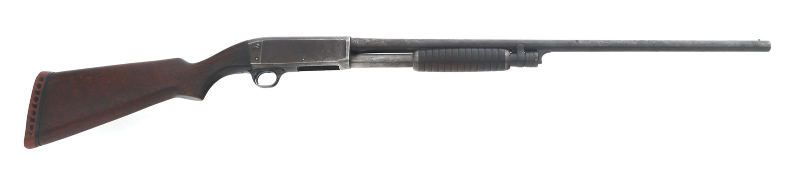 REMINGTON MODEL 17 PUMP ACTION 20 GA SHOTGUN: REMINGTON MODEL 17 PUMP ACTION 20 GA SHOTGUN Remington Model 17 20 gauge pump action shotgun. Bead sight. Two line address stamped on top of barrel. Barrel cut down to 26". Muzzle gauges at Cylinder
