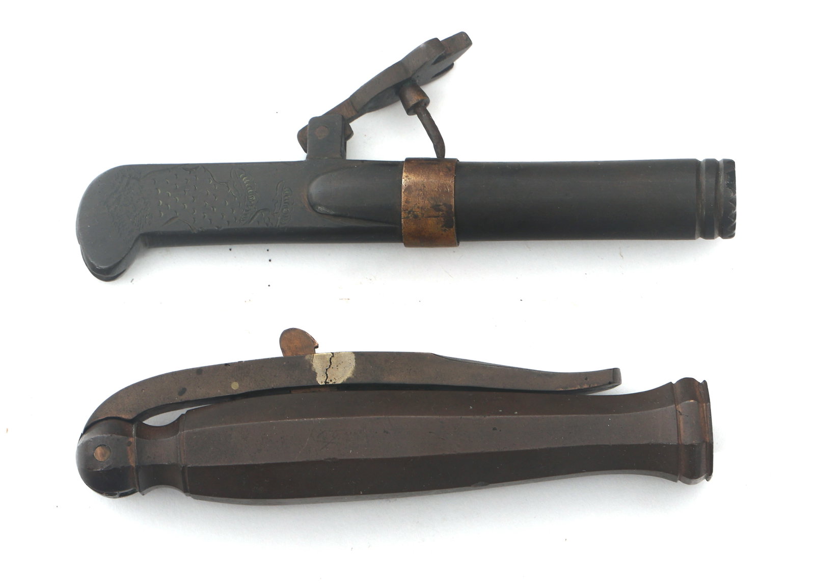 JAPANESE BRASS PILL-LOCK HAND CANNONS (1 of 5)