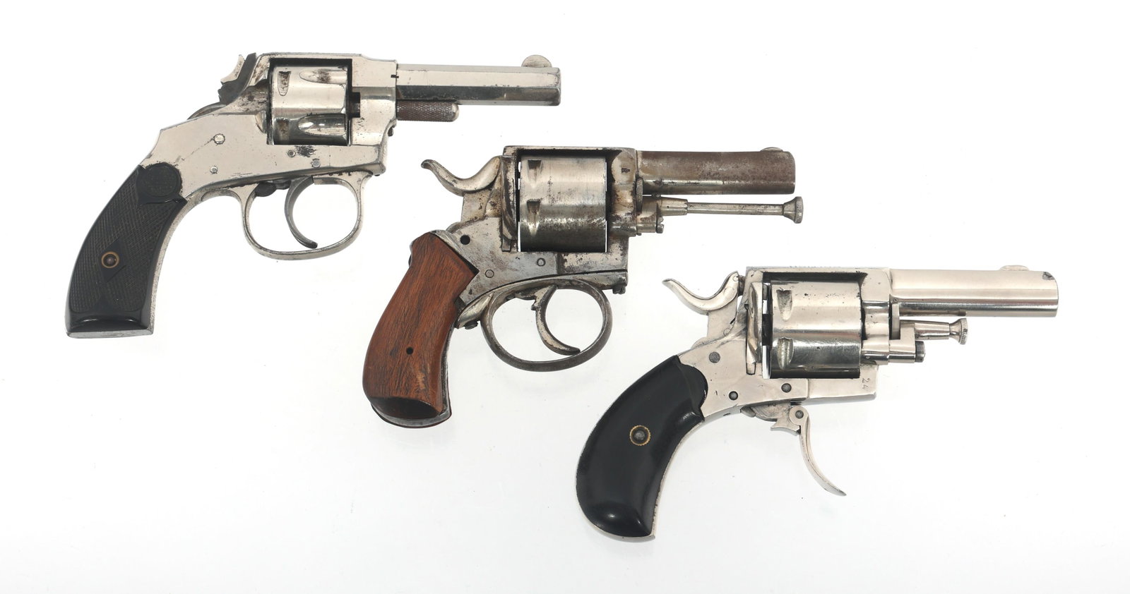 BRITISH BULL DOG & XLS .32 CALIBER REVOLVERS: BRITISH BULL DOG & XLS .32 CALIBER REVOLVERS British Bull Dog and Hopkins & Allen .32 caliber revolvers. A) Hopkins & Allen Model XLS .32 caliber double action revolver. Octagonal barrel. Fixed sights