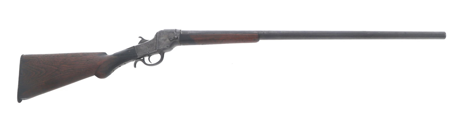 HOPKINS AND ALLEN FALLING BLOCK 10 GAUGE SHOTGUN: HOPKINS AND ALLEN FALLING BLOCK 10 GAUGE SHOTGUN Hopkins and Allen Falling Block 10 Gauge Shotgun. The barrel is stamped Hopkins and Allen MFG. Co. Norwich, CT and Patent Applied For. Caliber /