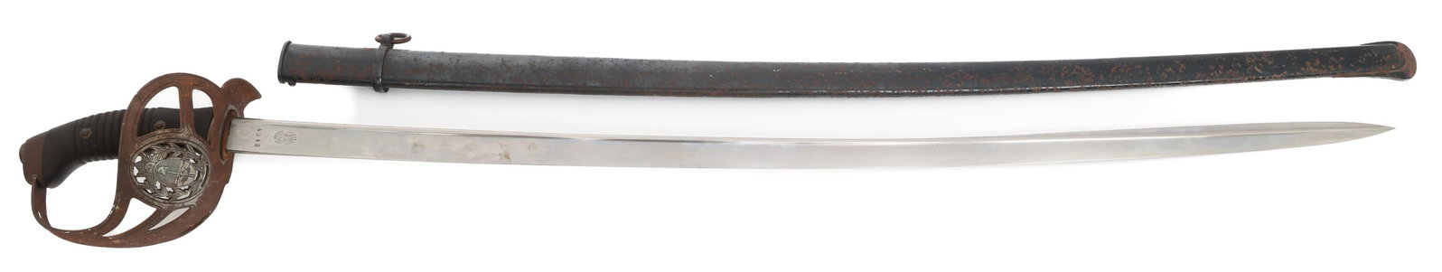 ARGENTINIAN M1898 TROOPER SWORD by WKC: ARGENTINIAN M1898 TROOPER SWORD by WKC Argentinian M1898 Trooper Sword. Single edged, bright blade. Maker marked by WKC near the ricasso, proof mark of Sable de Caballeria and serial numbered on the
