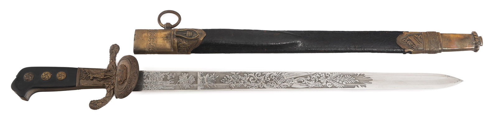 IMPERIAL GERMAN HUNTING CUTLASS WITH SCABBARD (1 of 18)