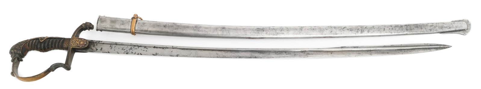 IMPERIAL GERMAN ORDER OF THE BLACK EAGLE SWORD: IMPERIAL GERMAN ORDER OF THE BLACK EAGLE SWORD Imperial German Order of the Black Eagle Sword. Single edged, bright blade with rounded spine. No visible marks. Decorated brass guard with Order of the