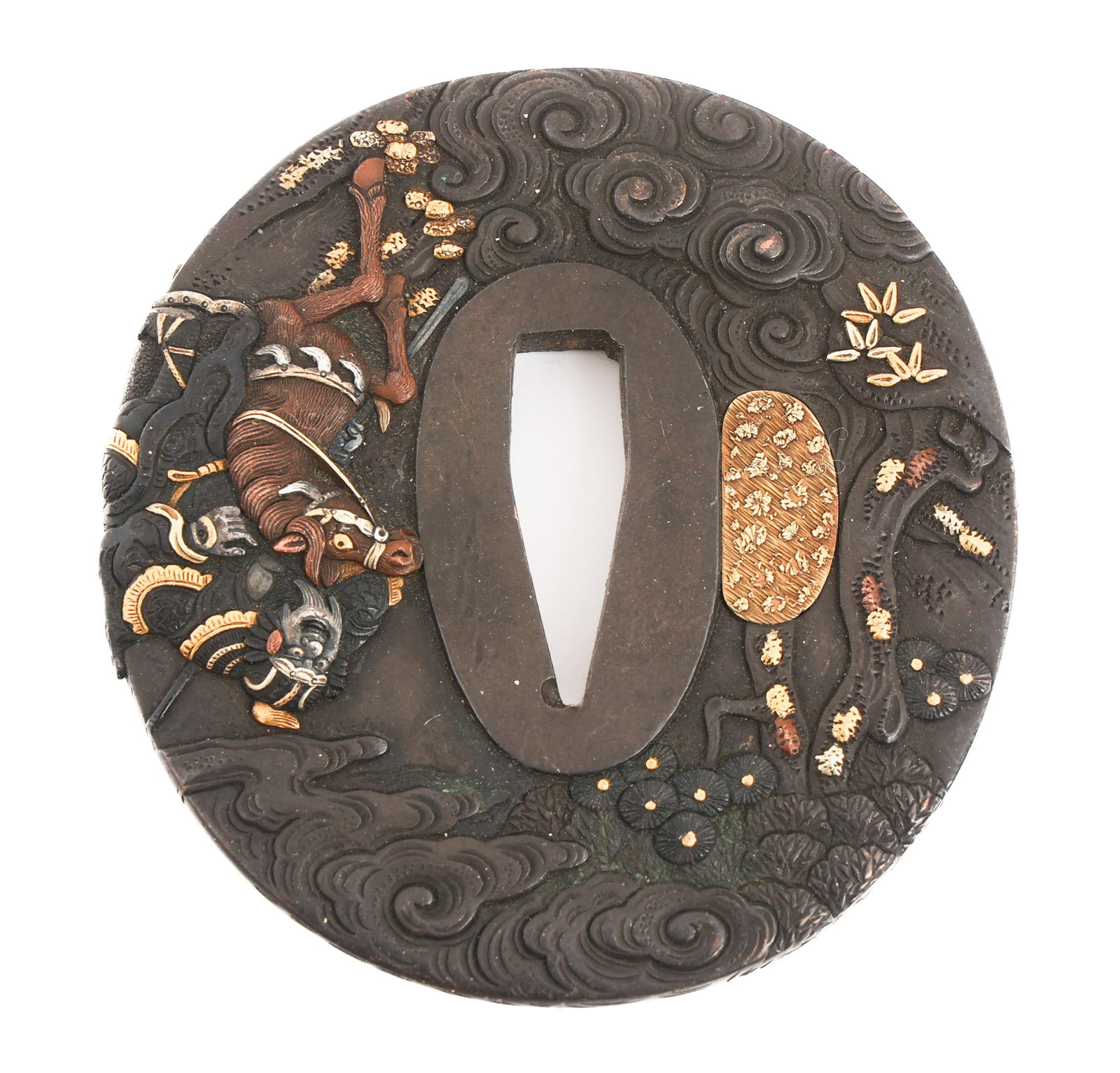 JAPANESE KATANA SIGNED HORSE DESIGN TSUBA (1 of 2)