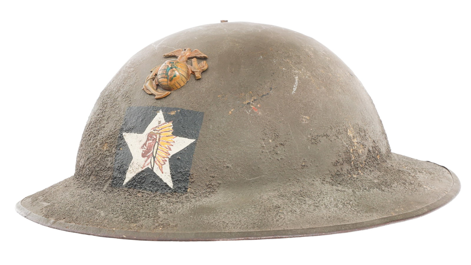 WWI USMC M1917 HELMET WITH POSTWAR INSIGNIA