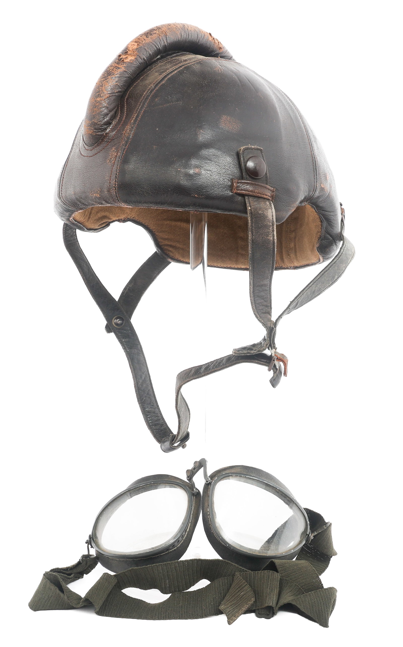 WWII GERMAN LUFTWAFFE SSK 90 HELMET & GOGGLES (1 of 13)