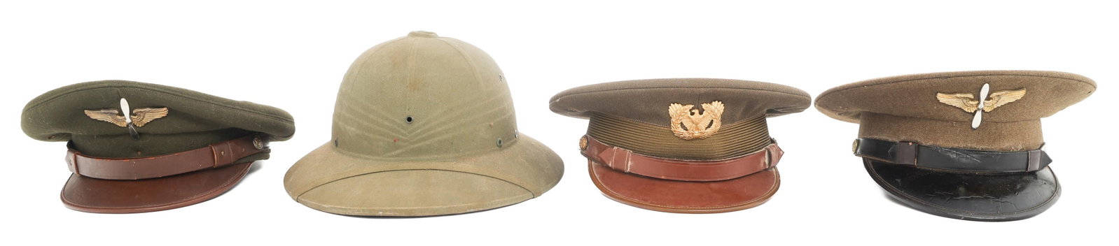 WWII US AAF CADETS VISOR CAPS & PITH HELMET