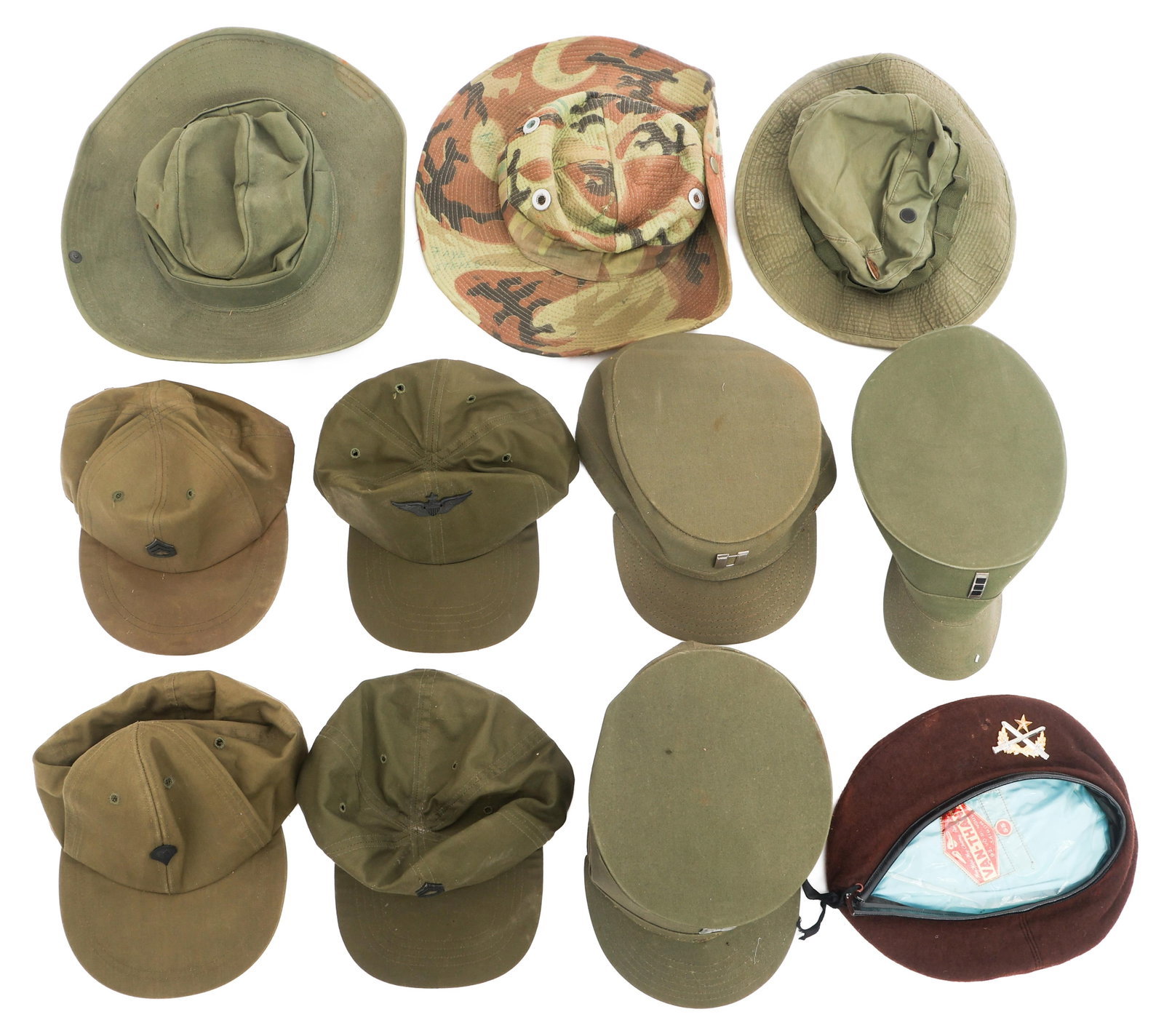 VIETNAM WAR US ARMY BERET, PATROL & BOONIE HATS
