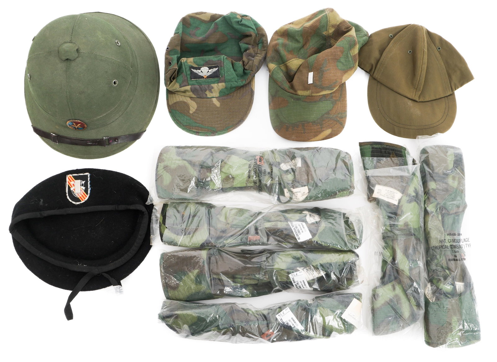 VIETNAM WAR VIETCONG PITH HELMET & US HEADGEAR