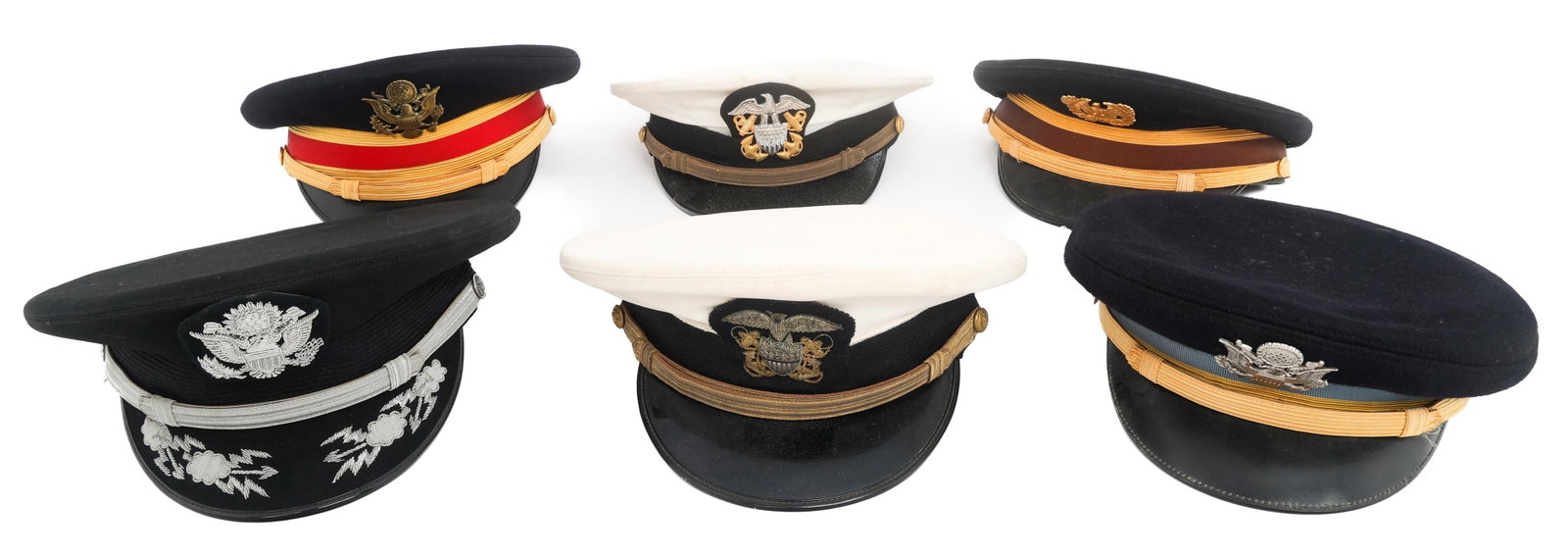COLD WAR US ARMED FORCES OFFICER VISOR CAPS