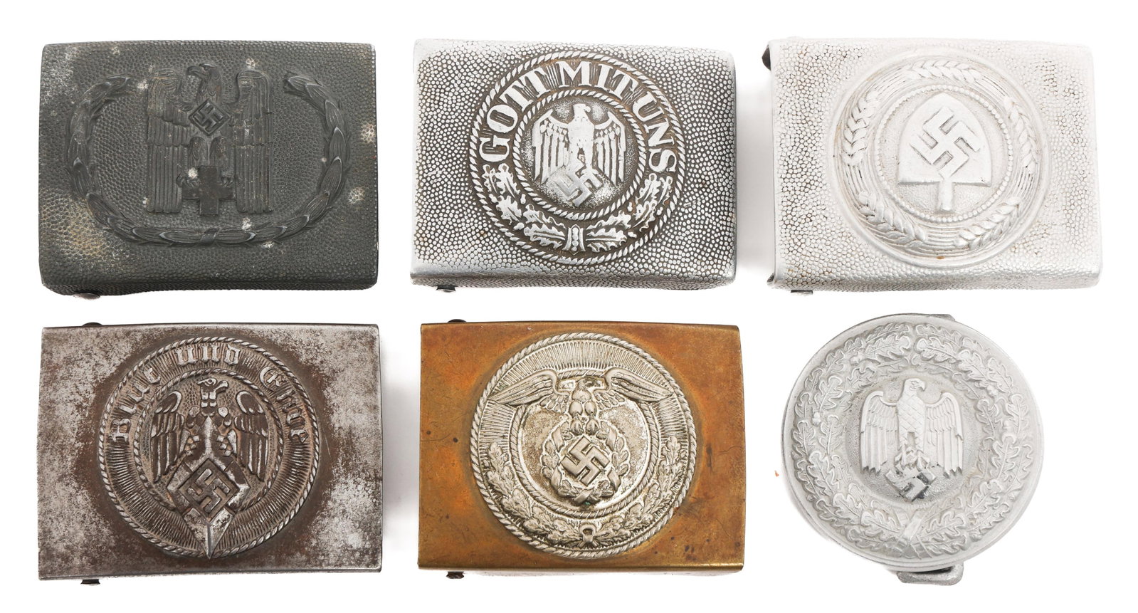 WWII GERMAN RAD, RED CROSS, HEER & SA BELT BUCKLES