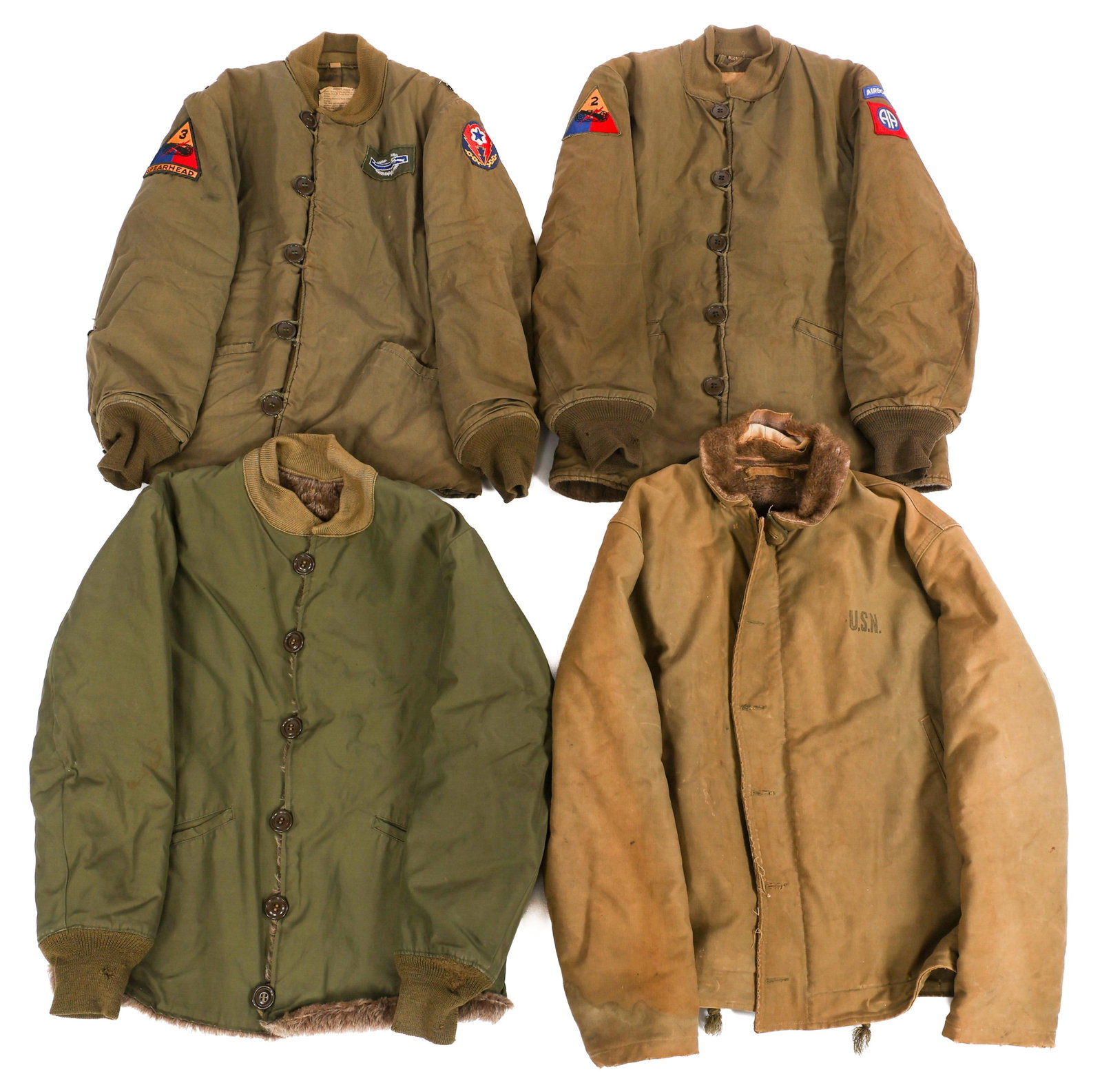 WWII USN N1 DECK & US ARMY PILE FIELD JACKETS