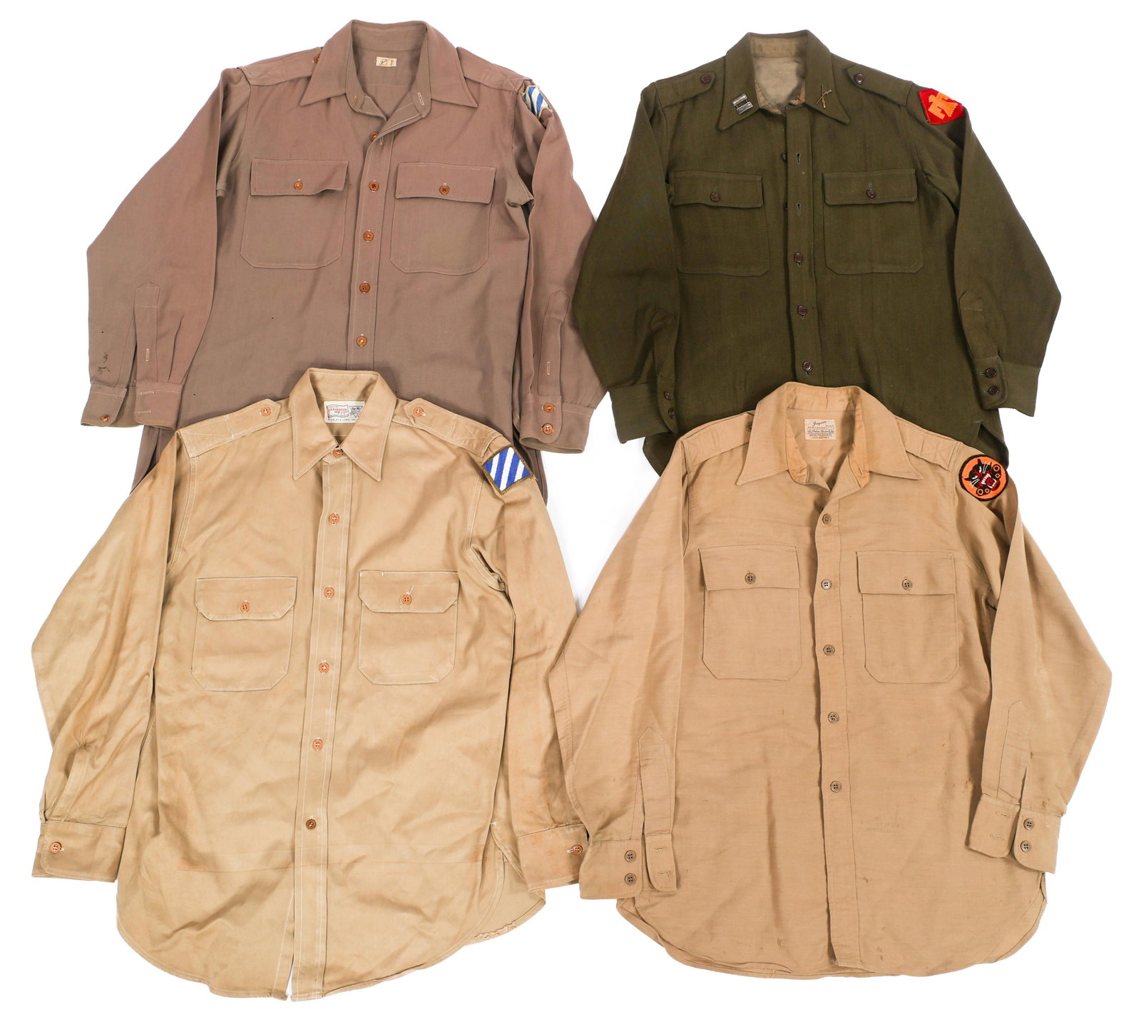 WWII US ARMY EM KHAKI & OFF PRIVATE PURCHASE SHIRT