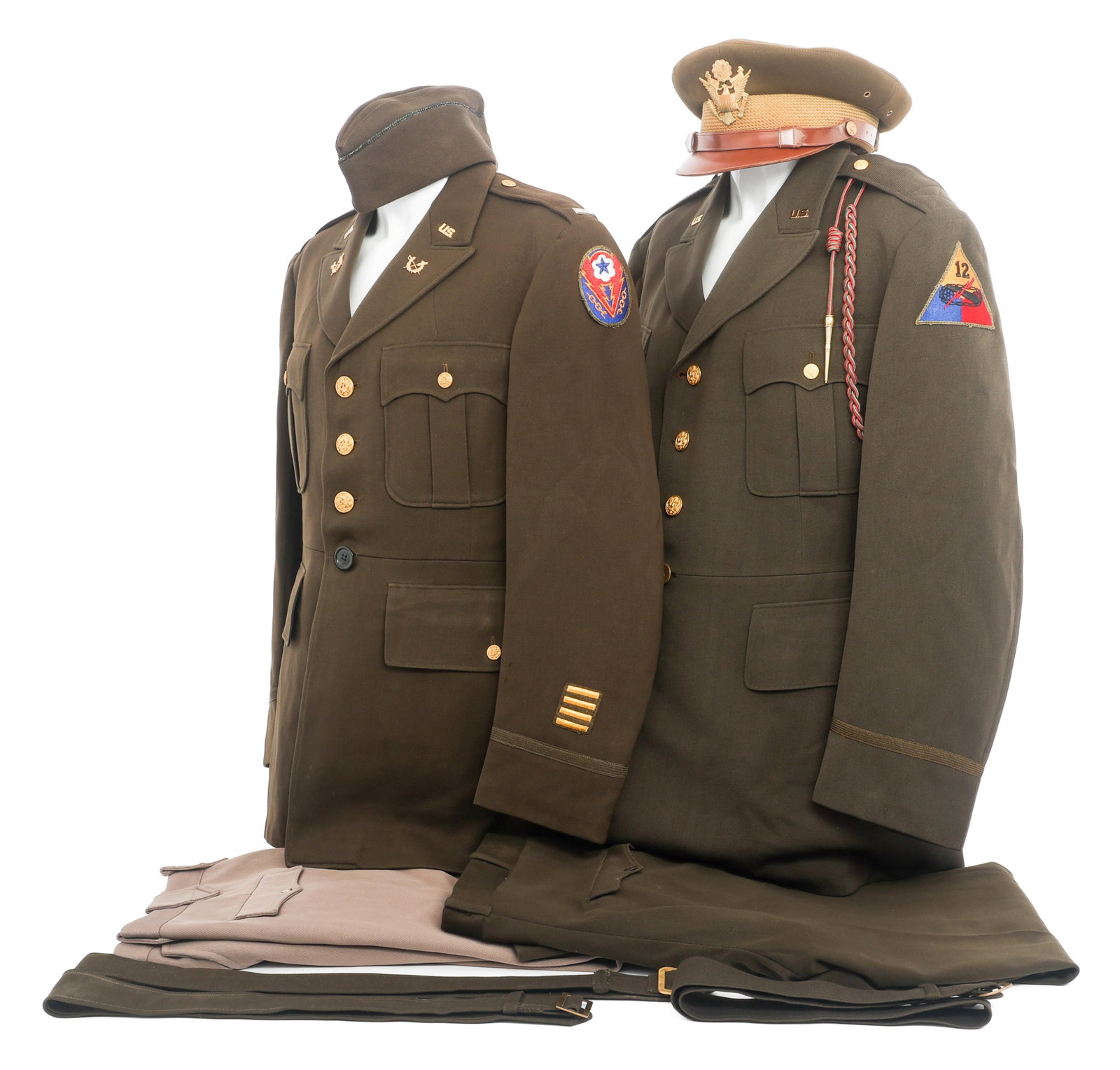 WWII US ARMY OFFICER & ARMORED UNIFORM SETS