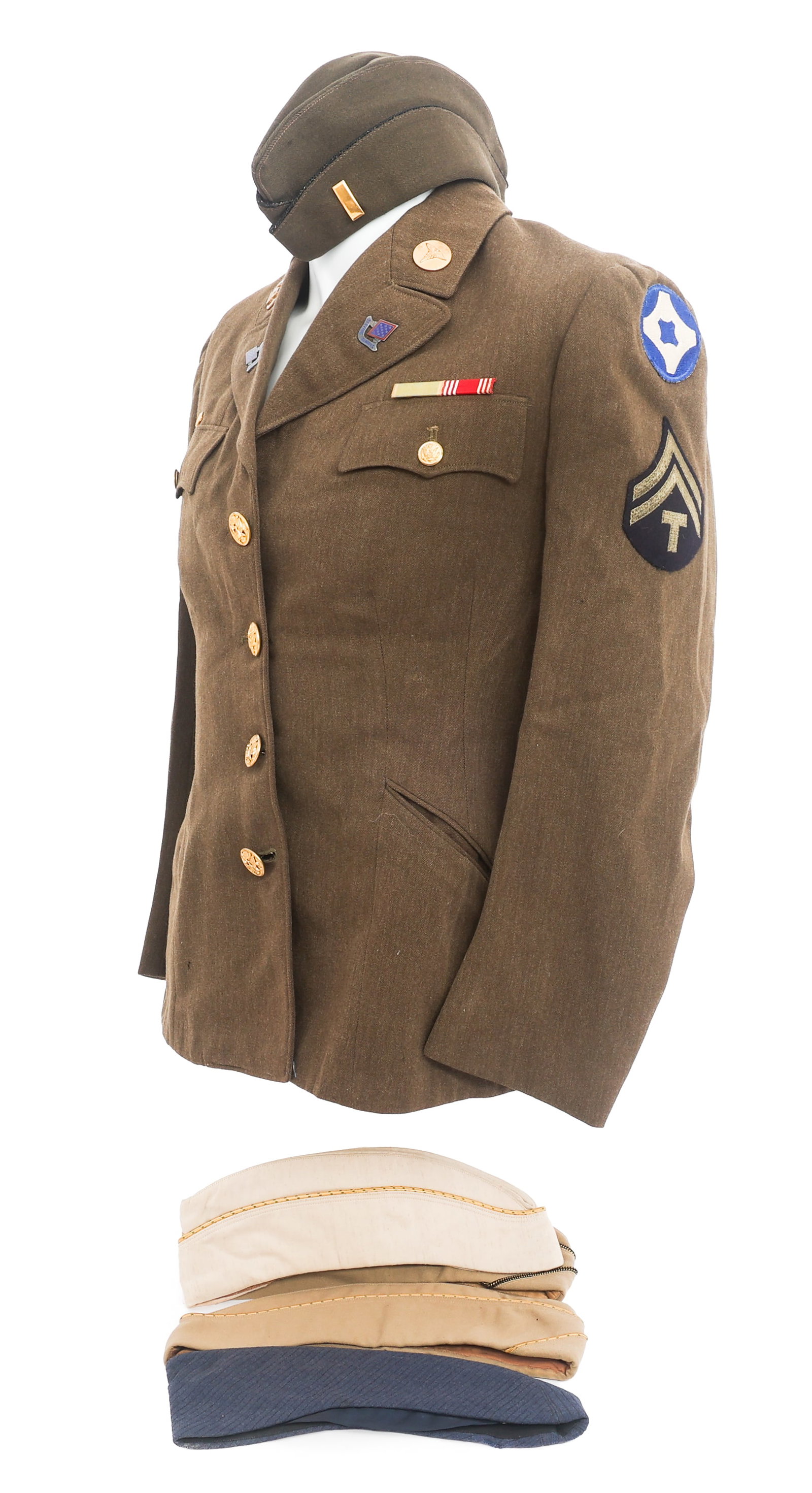 WWII US ARMY WOMEN'S SERVICE TUNIC & GARRISON CAPS