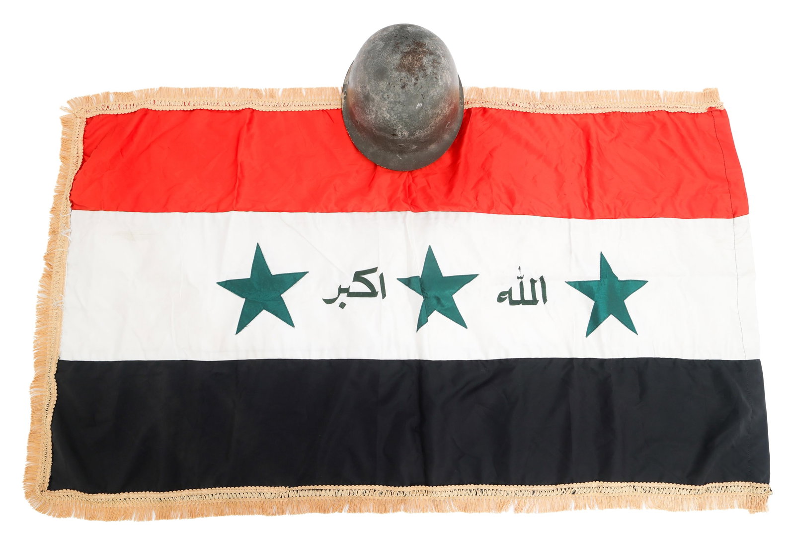 IRAQ WAR IRAQI ARMY M80 COMBAT HELMET & FLAG