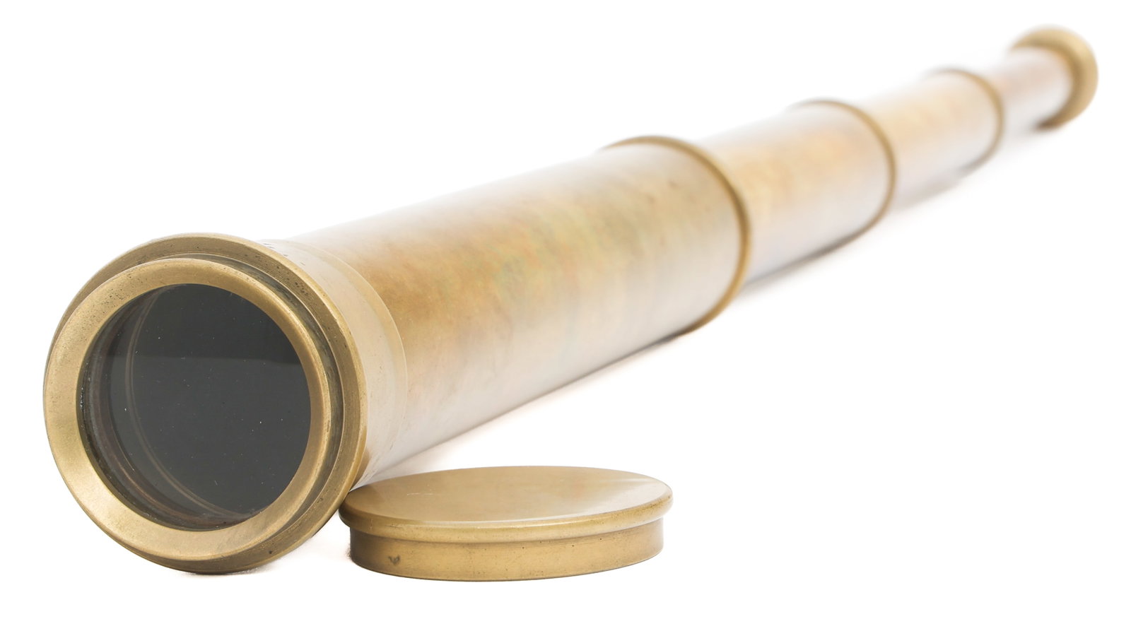 19th C. THREE-DRAW TELESCOPE WITH LENS COVER (1 of 11)