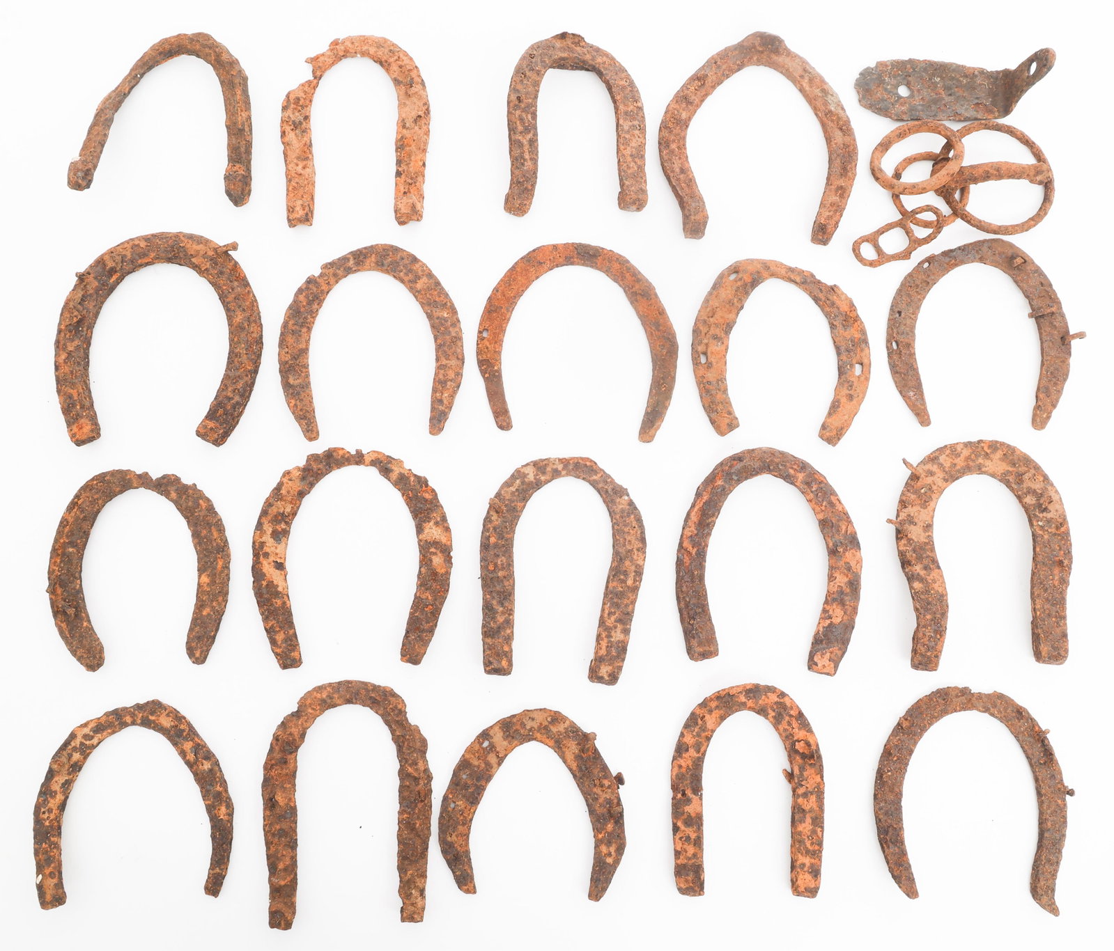 19th C. DUG RELIC HORSHOES & RIDING BIT PIECES (1 of 10)