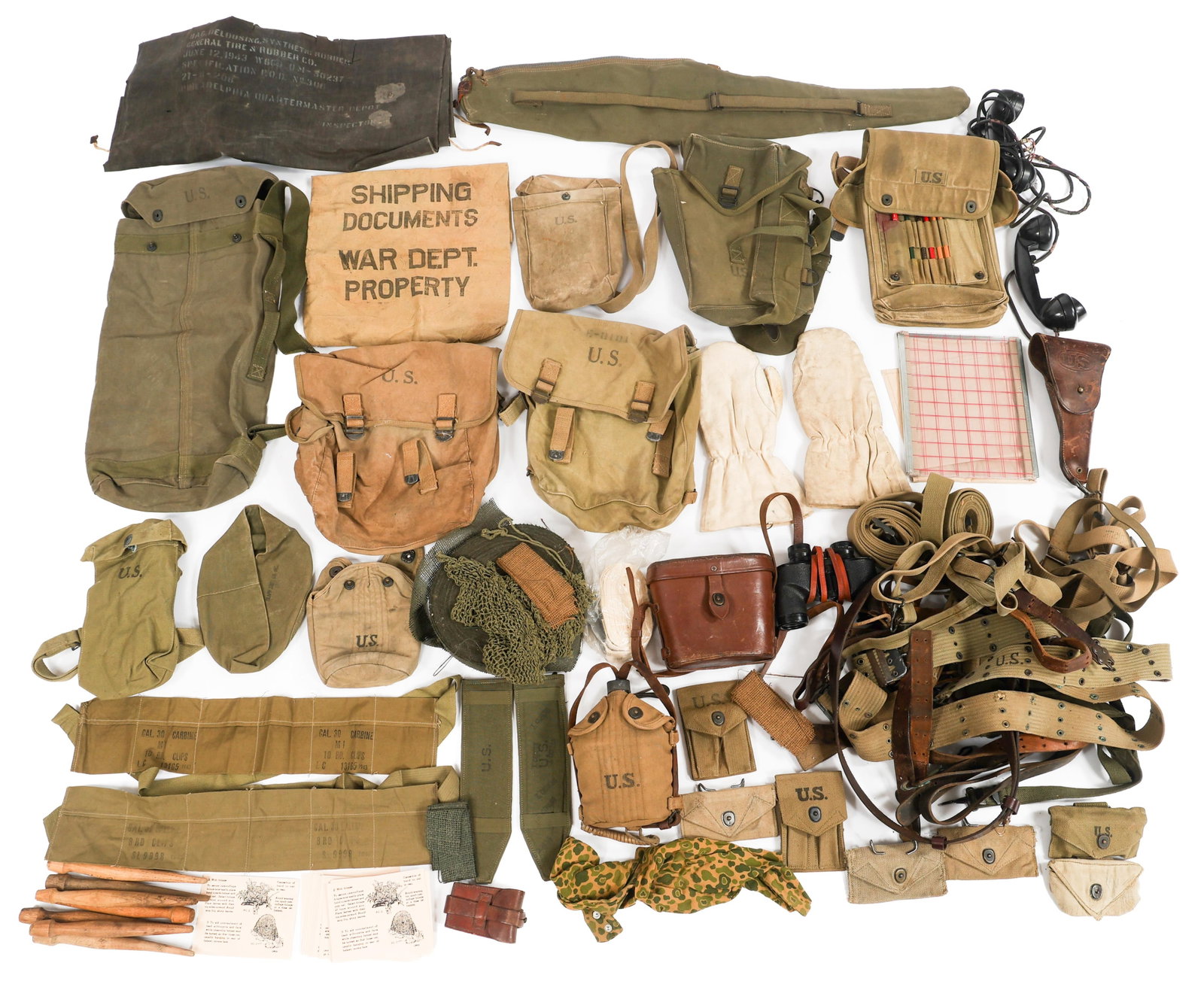 WWI - WWII US ARMY WEBBING, POUCHES & FIELD GEAR (1 of 16)