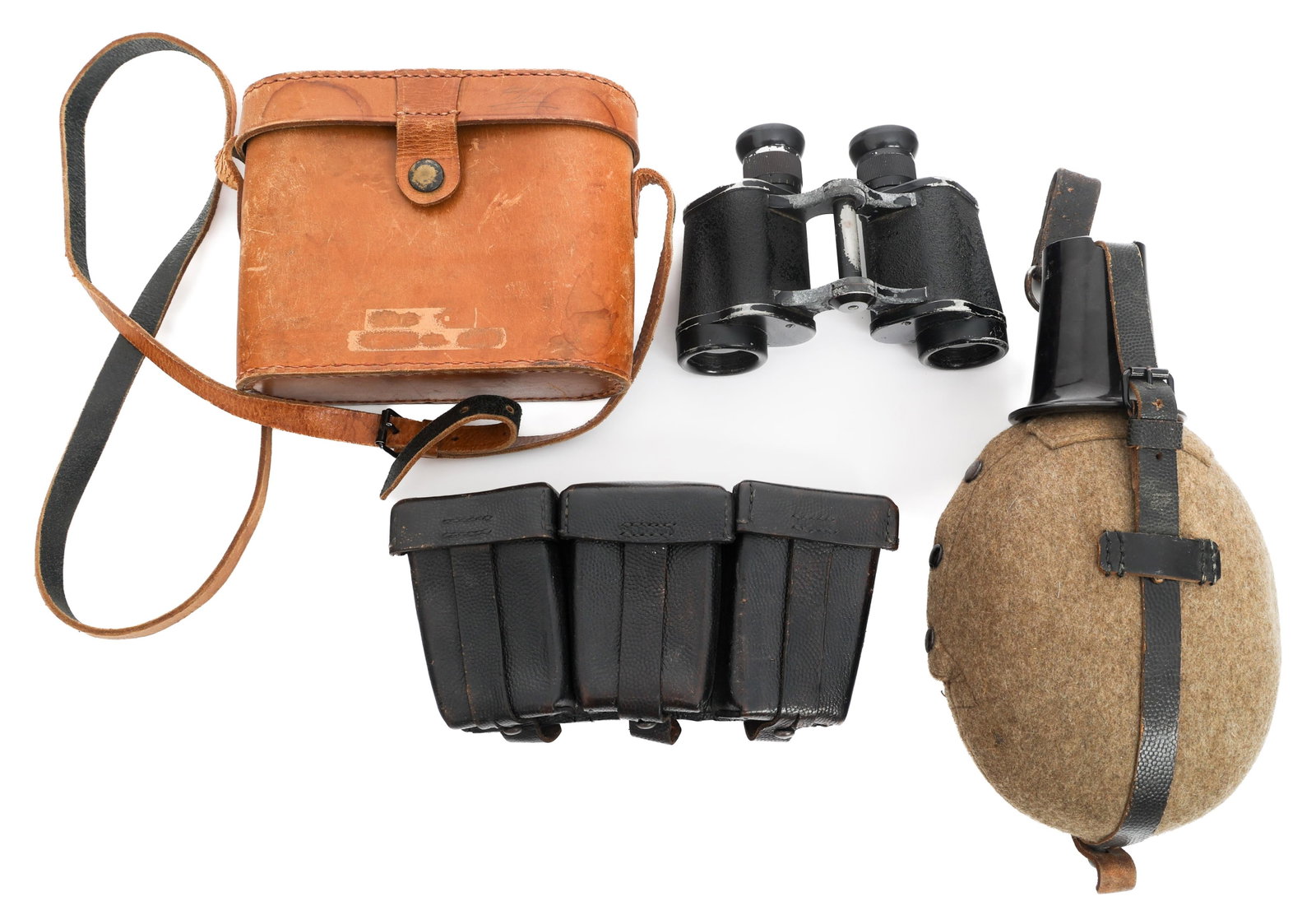 WWII GERMAN K98 AMMO POUCH, CANTEEN & BINOCULARS (1 of 10)