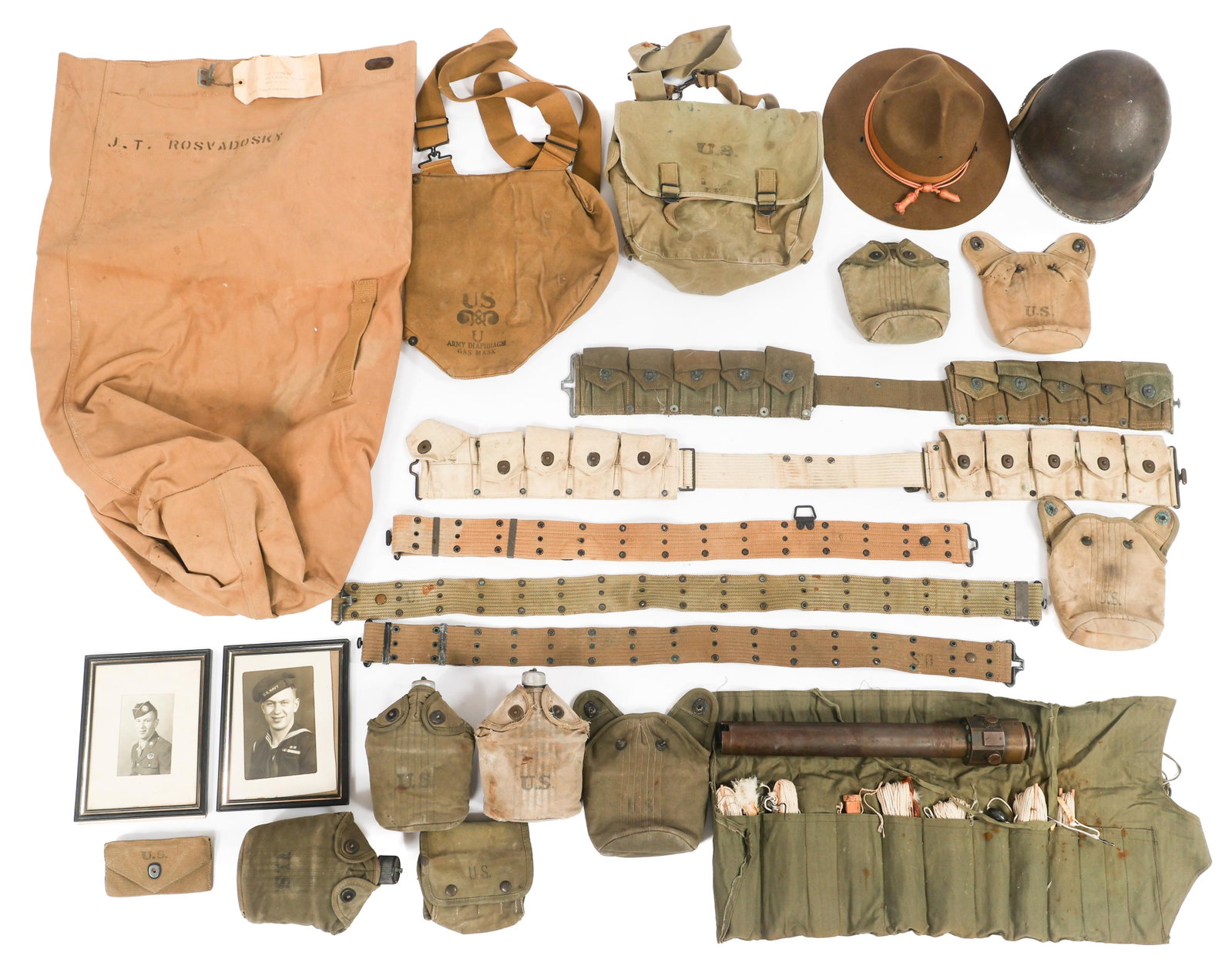 WWI - WWII US ARMED FORCES FIELD GEAR & HELMET (1 of 19)