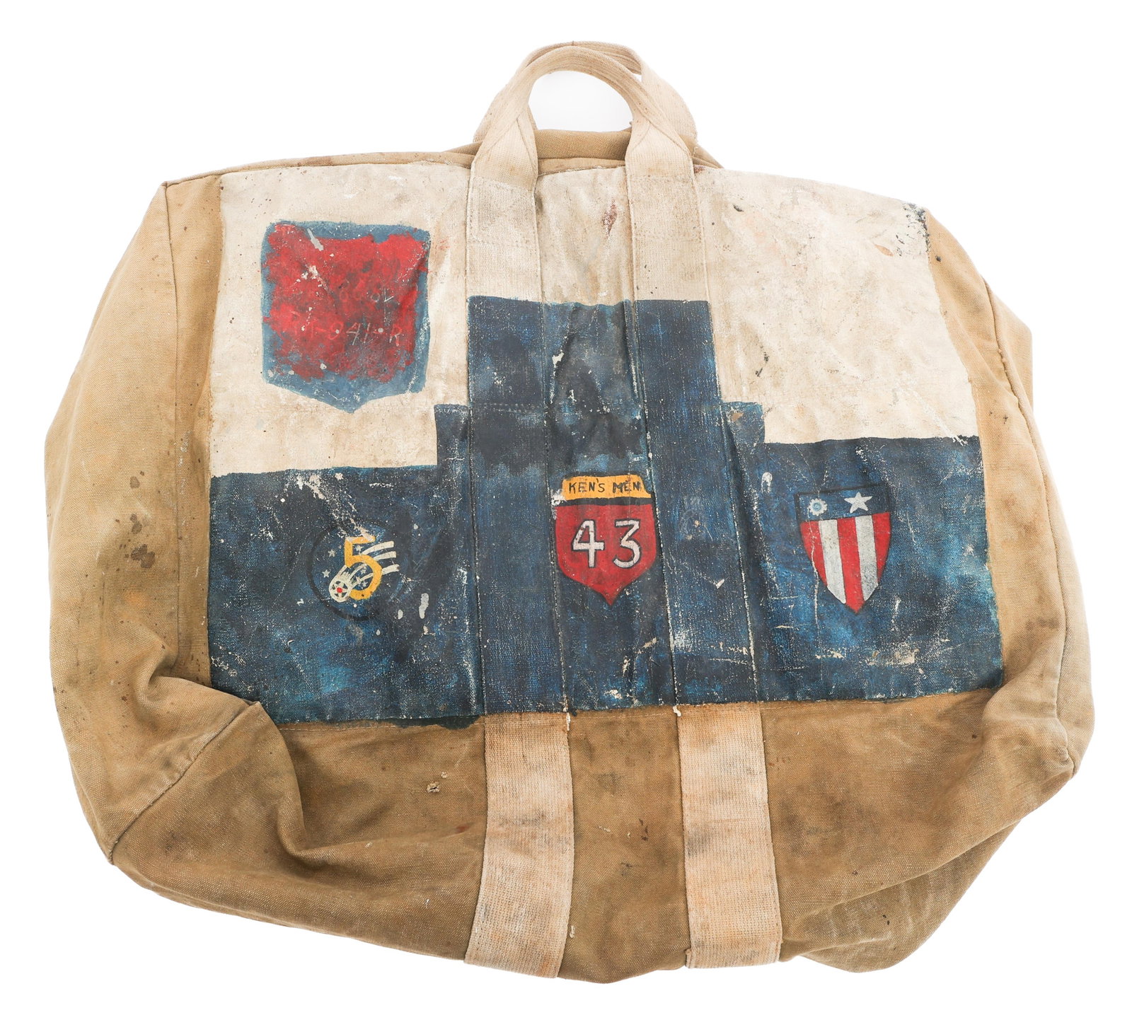 WWII US 5th AAF 43rd BG PAINTED AVIATOR'S KIT BAG (1 of 9)