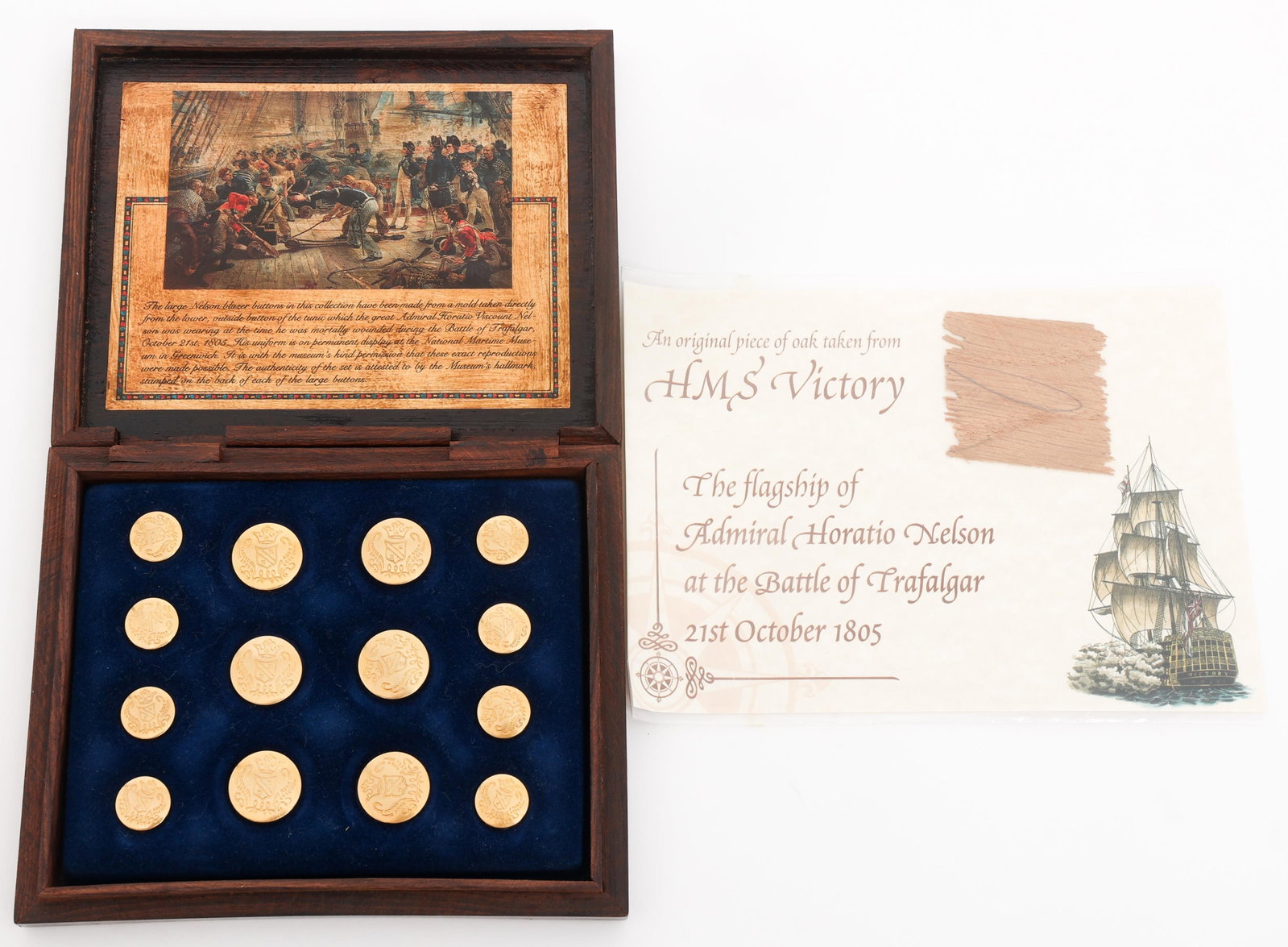 HMS VICTORY SHIP FRAGMENT & REPRO NELSON BUTTONS (1 of 9)