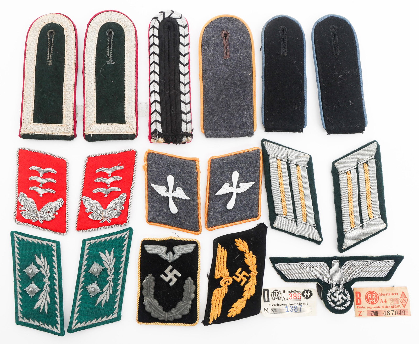 WWII GERMAN LUFTWAFFE, DRB, & DLV COLLAR TAB