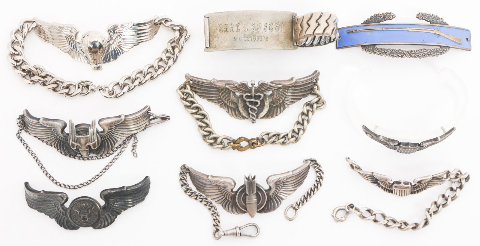 WWII USAAF STERLING CBI & WING BRACELETS (1 of 14)