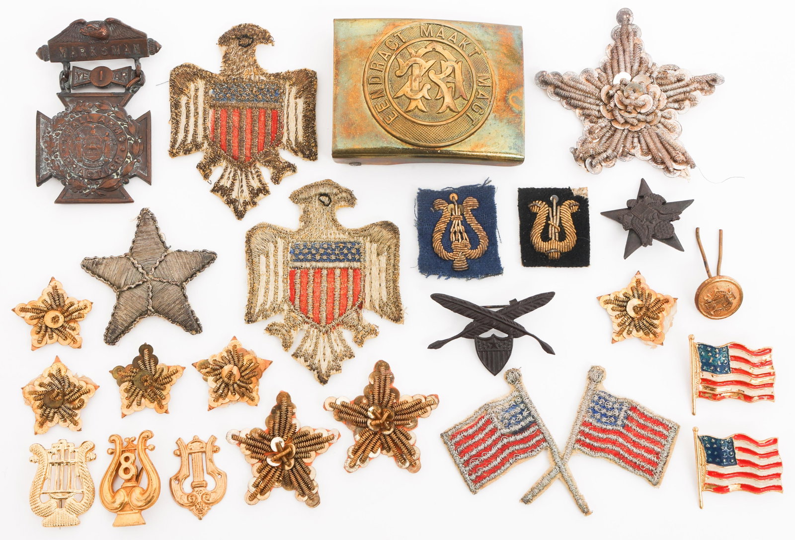 19th C. US ARMY EMBROIDERED PATCHES & PINS (1 of 13)