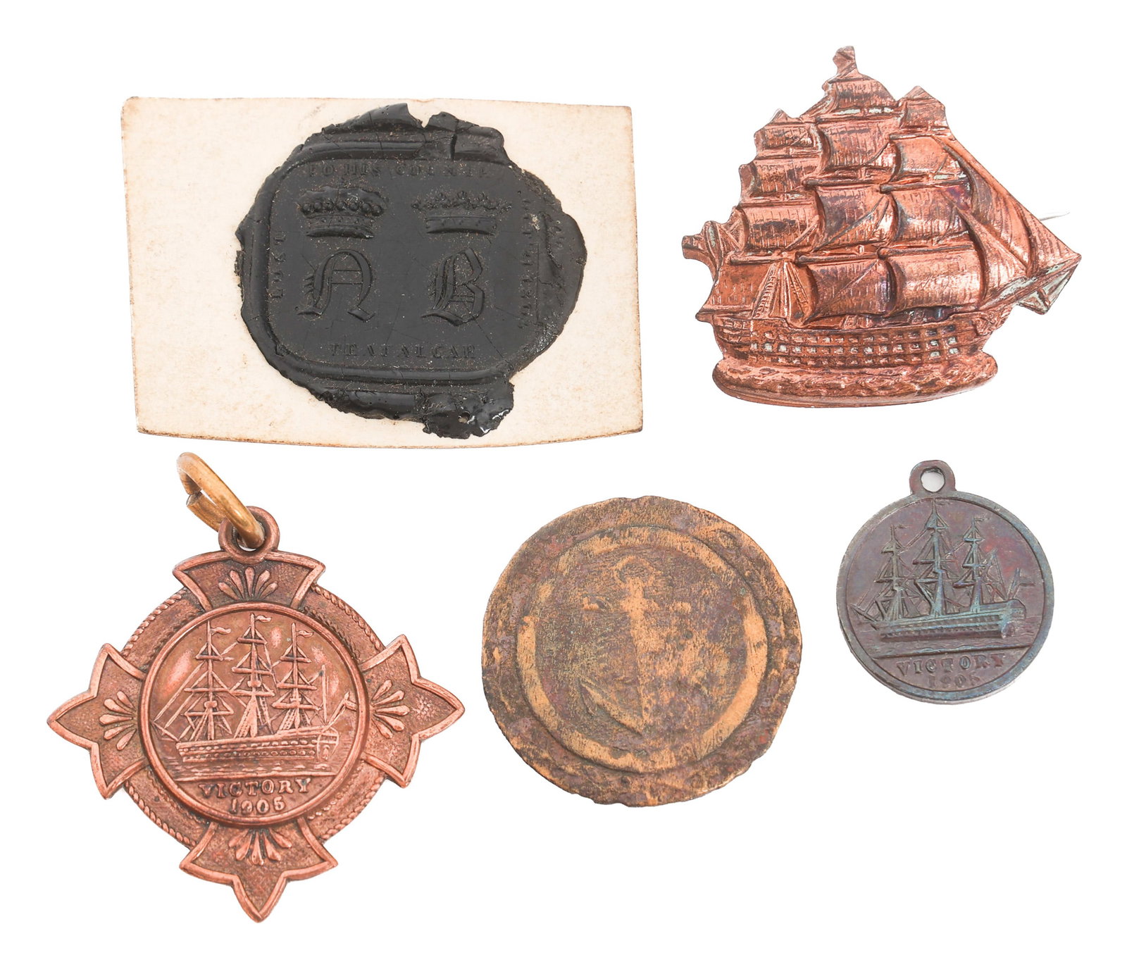 20th C. BRITISH NAVY HMS VICTORY MEMENTO & SEAL (1 of 12)