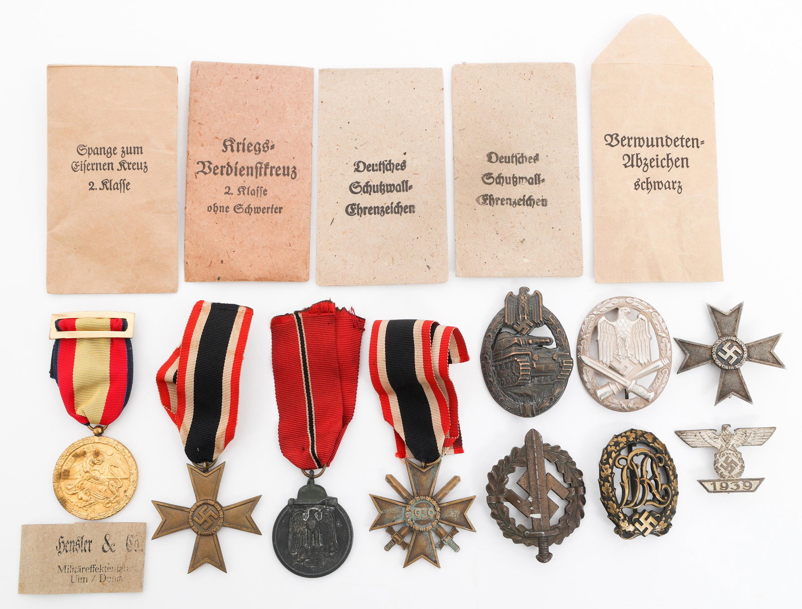 WWII GERMAN MERIT CROSS, BADGES, AND MEDALS