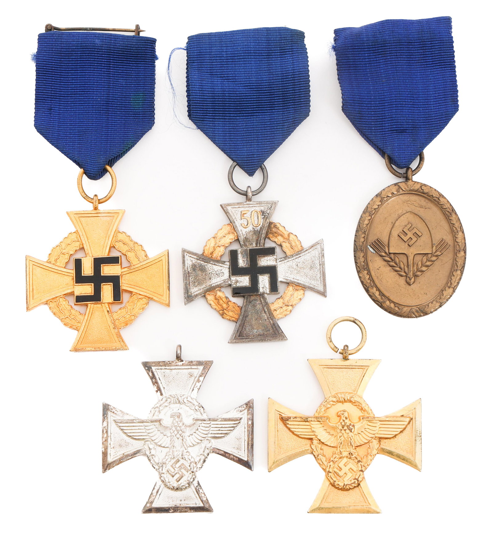 WWII GERMAN RAD, POLICE & FAITHFUL SERVICE MEDALS