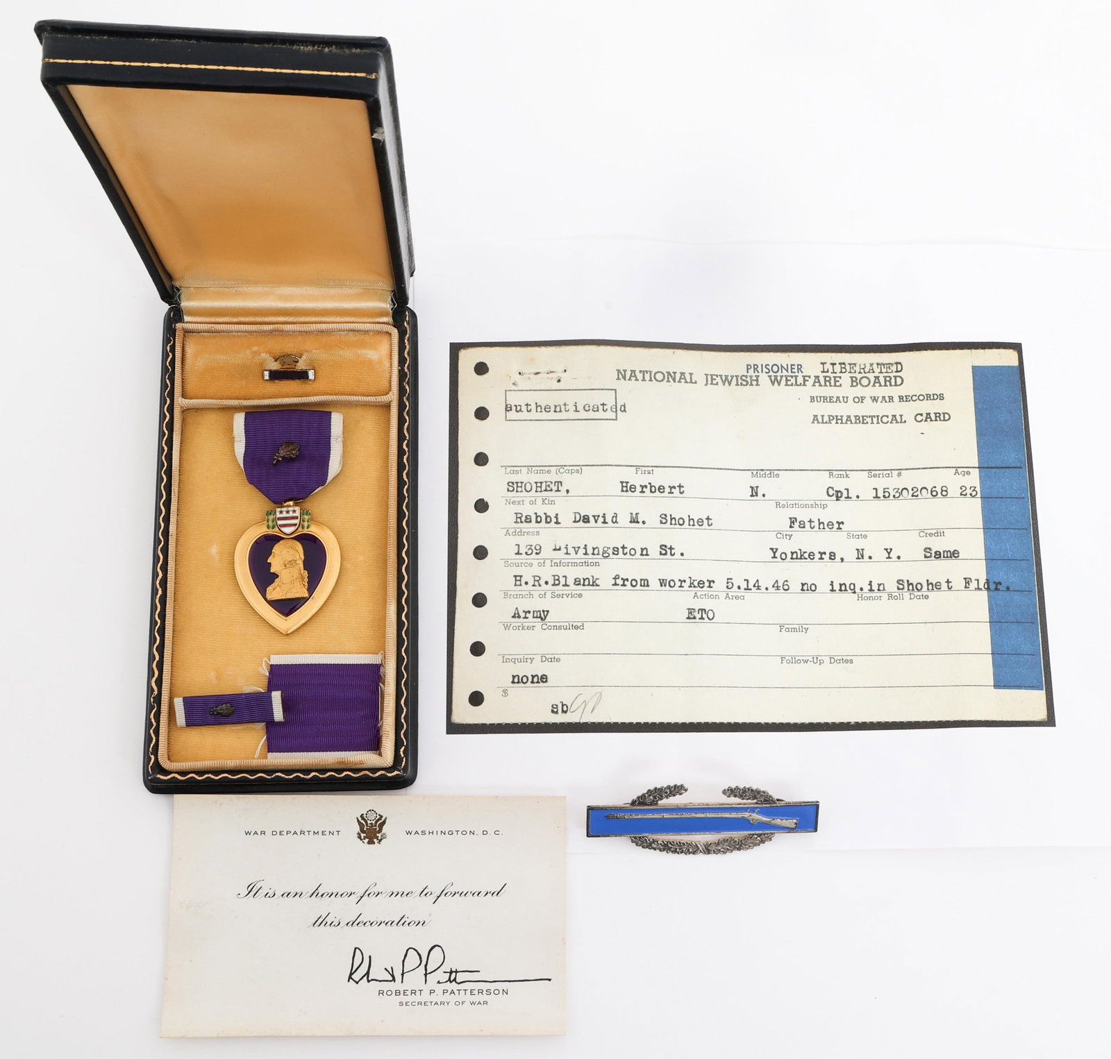 WWII US BATTLE OF THE BULGE POW NAMED PURPLE HEART