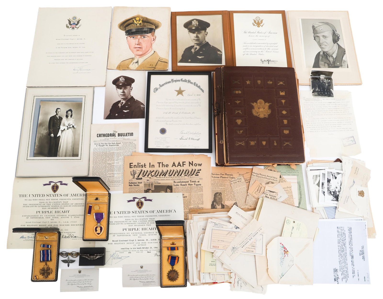 P-38 FIGHTER 1944 KIA PILOT MEDALS & ARCHIVE GROUP (1 of 20)