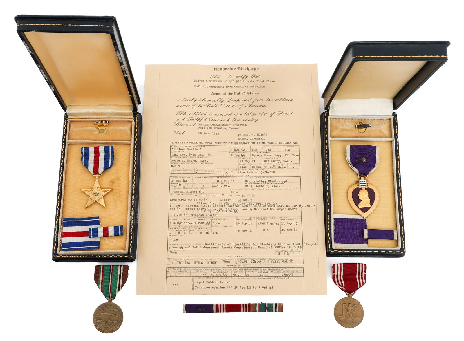 WWII US ARMY WIA NAMED PURPLE HEART & SILVER STAR (1 of 16)