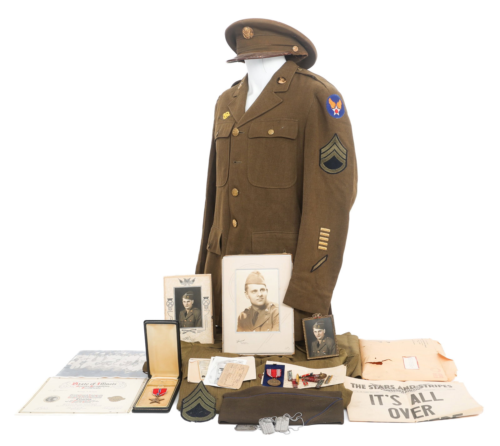 WWII US ARMY NAMED BRONZE STAR & BROTHERS GROUP: WWII US ARMY NAMED BRONZE STAR & BROTHERS GROUP WWII US Army Bronze Star and Brothers Grouping. Named to Technician 4th Grade George D. Felsch, 36300963, Armored Headquarters, and Headquarters Company