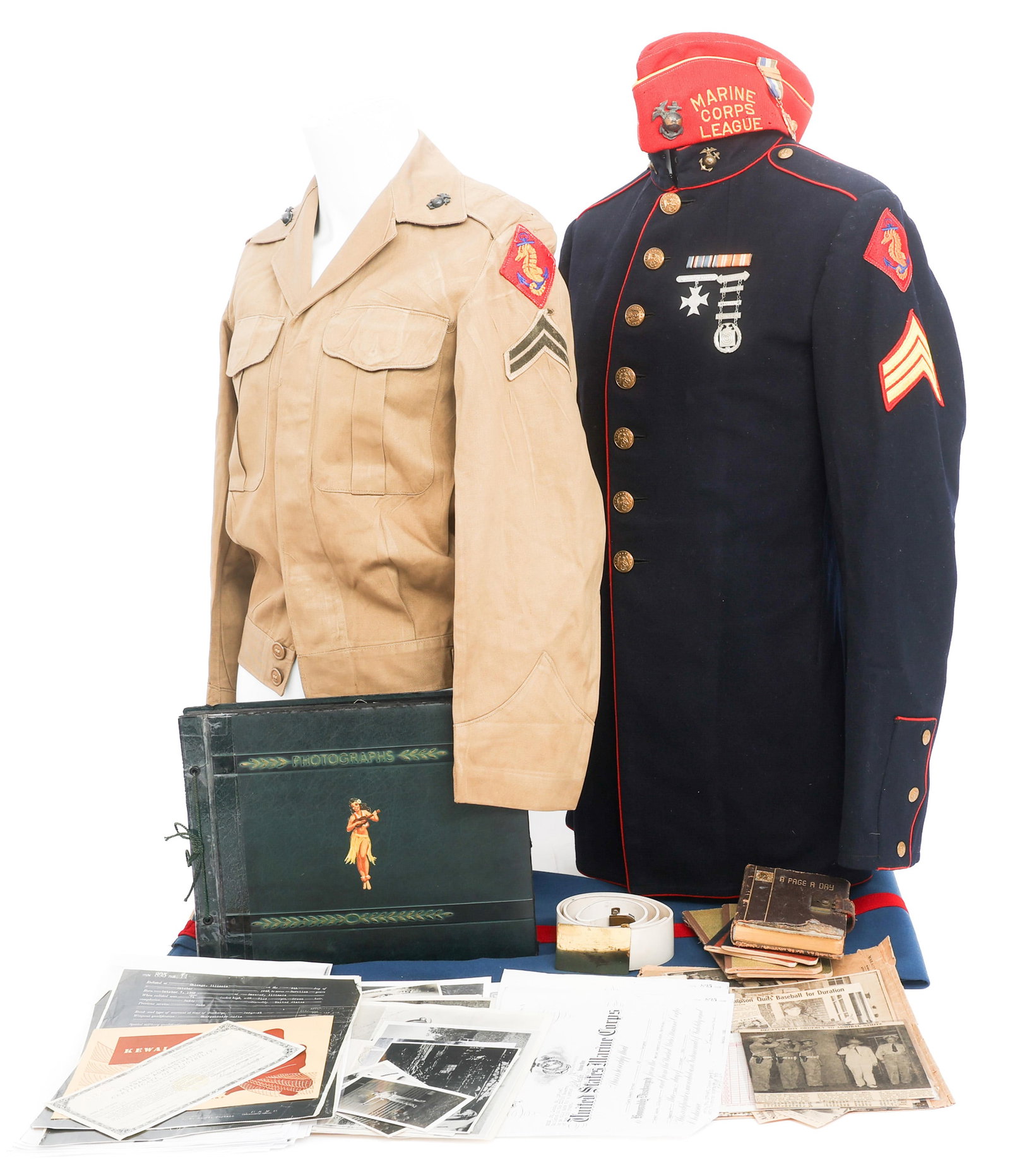 WWI - WWII USMC NAMED FATHER & SON GROUPING: WWI - WWII USMC NAMED FATHER & SON GROUPING WWI to WWII USMC Named Father and Son Grouping. Named to Private Ray Alvin Tarrant and his son Sergeant Clark Edward Tarrant. (1) Clark Edward Named Binder 