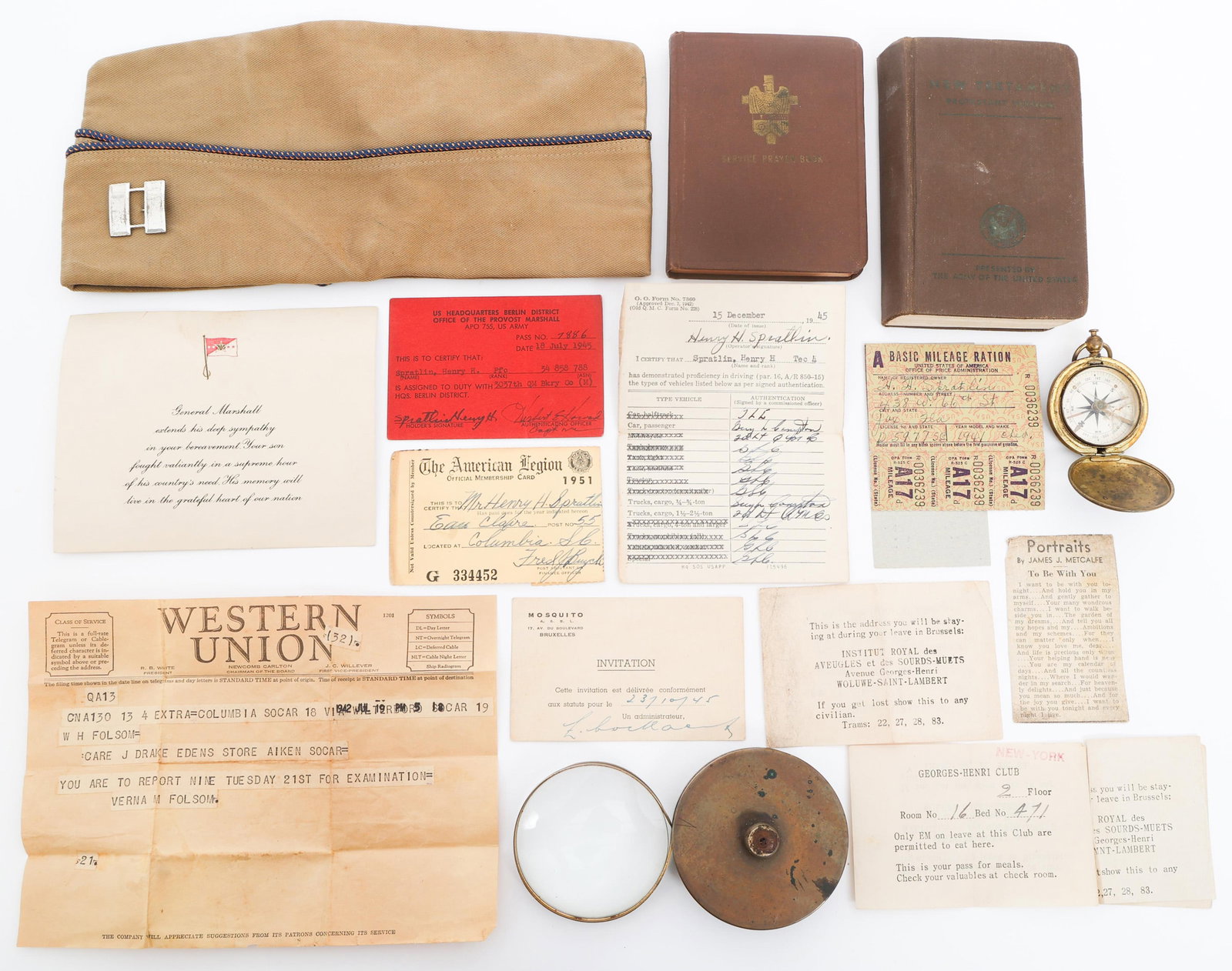WWII US ARMY NAMED DOCUMENT GROUPING (1 of 13)