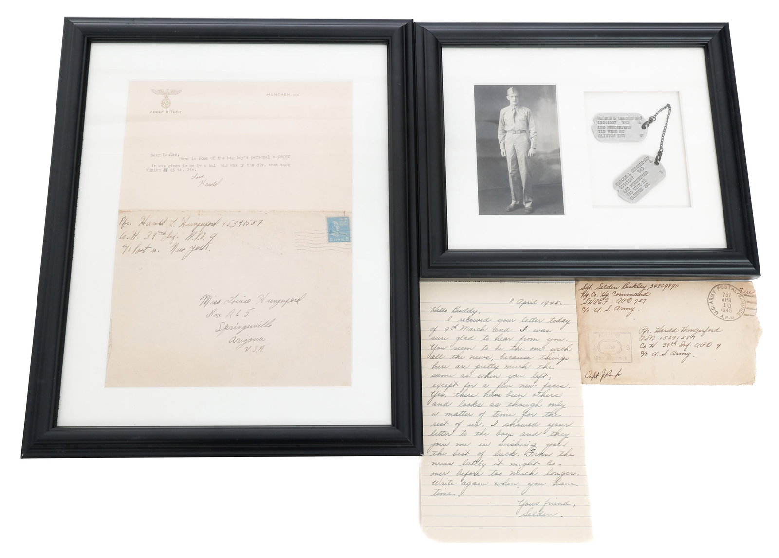 WWII US ARMY SOLDIER LETTERS, HITLER STATIONERY (1 of 11)
