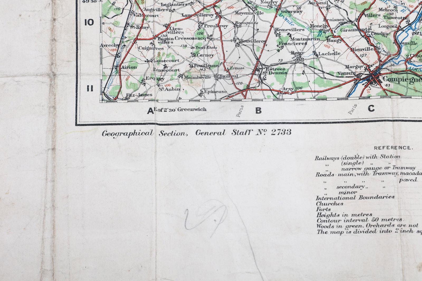 WWI US AERO GERMAN SPRING OFFENSIVE ANNOTATED MAP - 10
