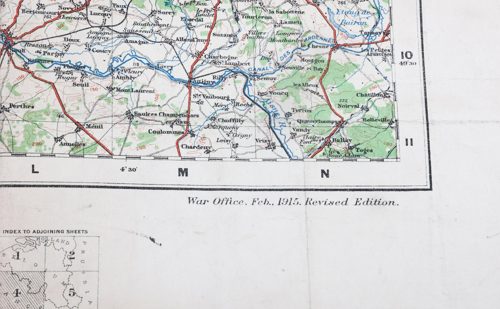 WWI US AERO GERMAN SPRING OFFENSIVE ANNOTATED MAP - 12