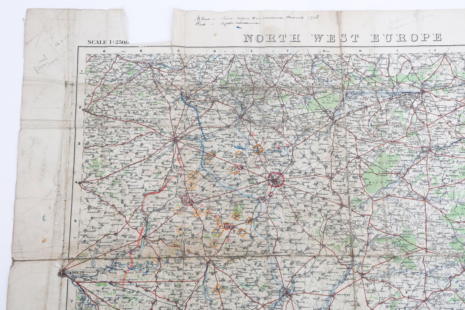 WWI US AERO GERMAN SPRING OFFENSIVE ANNOTATED MAP - 2