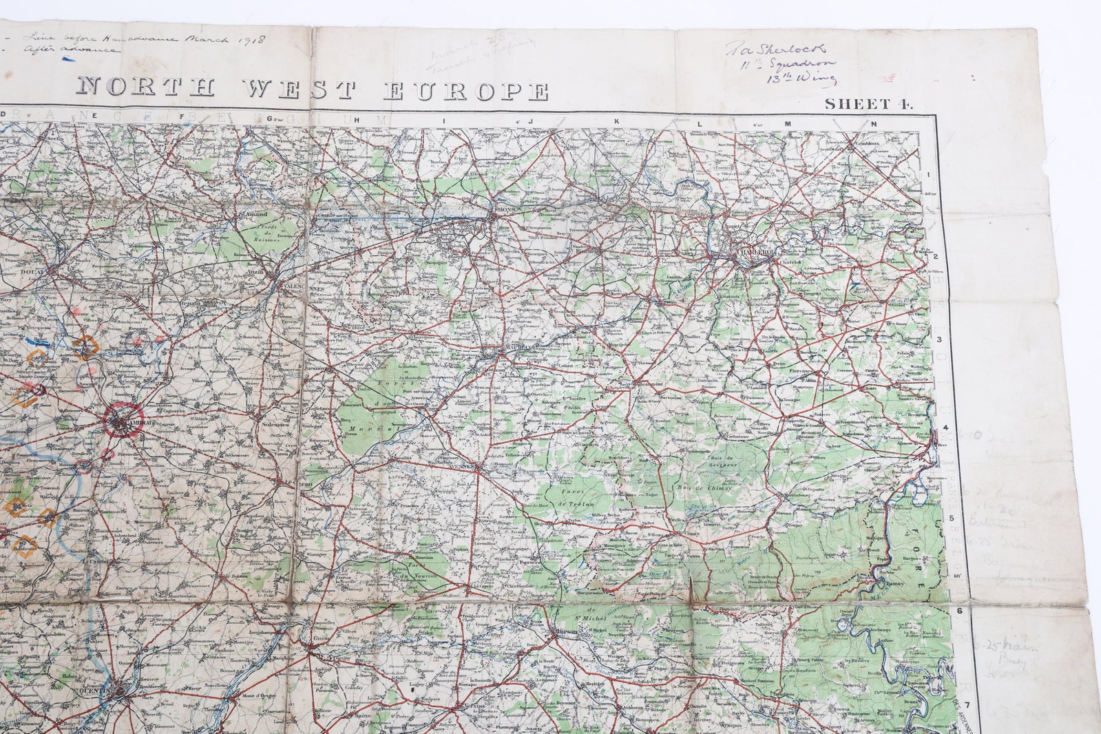 WWI US AERO GERMAN SPRING OFFENSIVE ANNOTATED MAP - 3