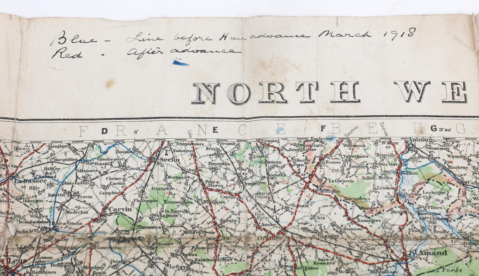 WWI US AERO GERMAN SPRING OFFENSIVE ANNOTATED MAP - 7