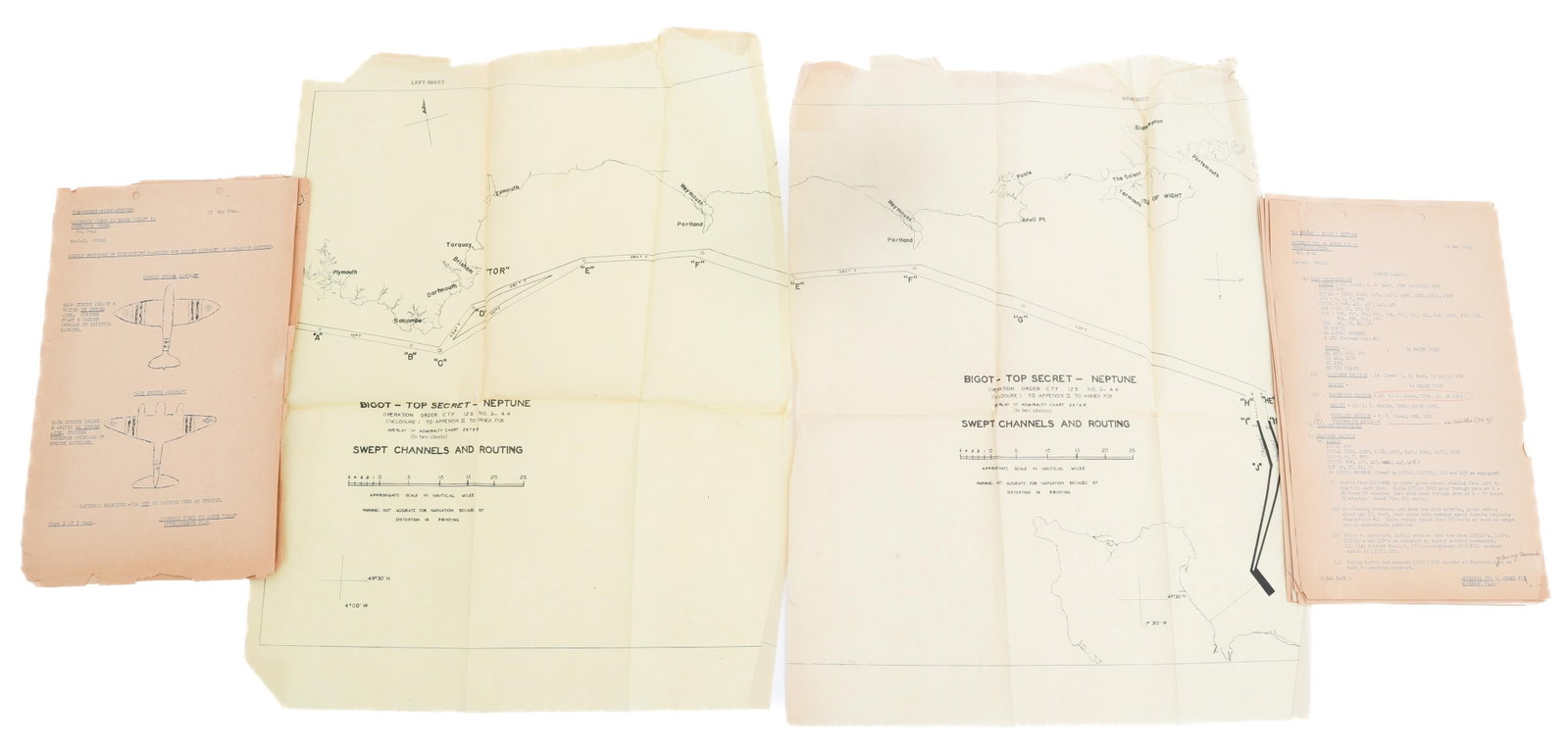WWII US D-DAY BIGOT TOP SECRET INTEL & MAPS: WWII US D-DAY BIGOT TOP SECRET INTEL & MAPS WWII US BIGOT Top Secret Neptune Naval Lieutenant Western Task Force Intelligence Bulletin Number 10, Maps and Personal Document. (1) 12 Page Intelligence