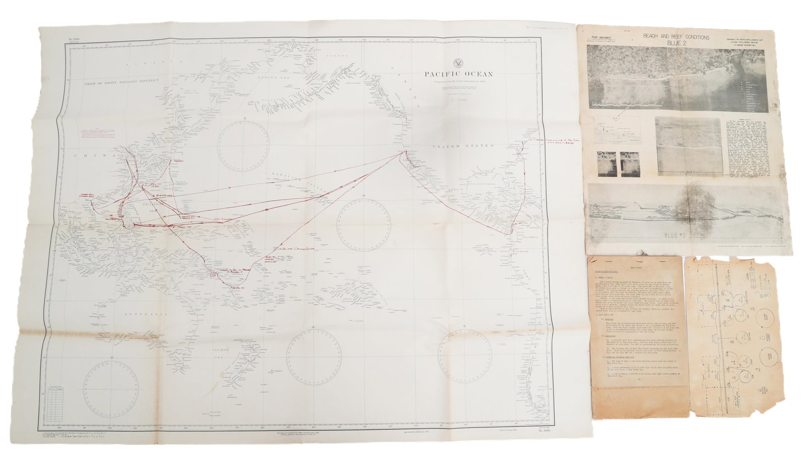 WWII US OKINAWA INVASION BLUE BEACH REPORT & MAP (1 of 19)